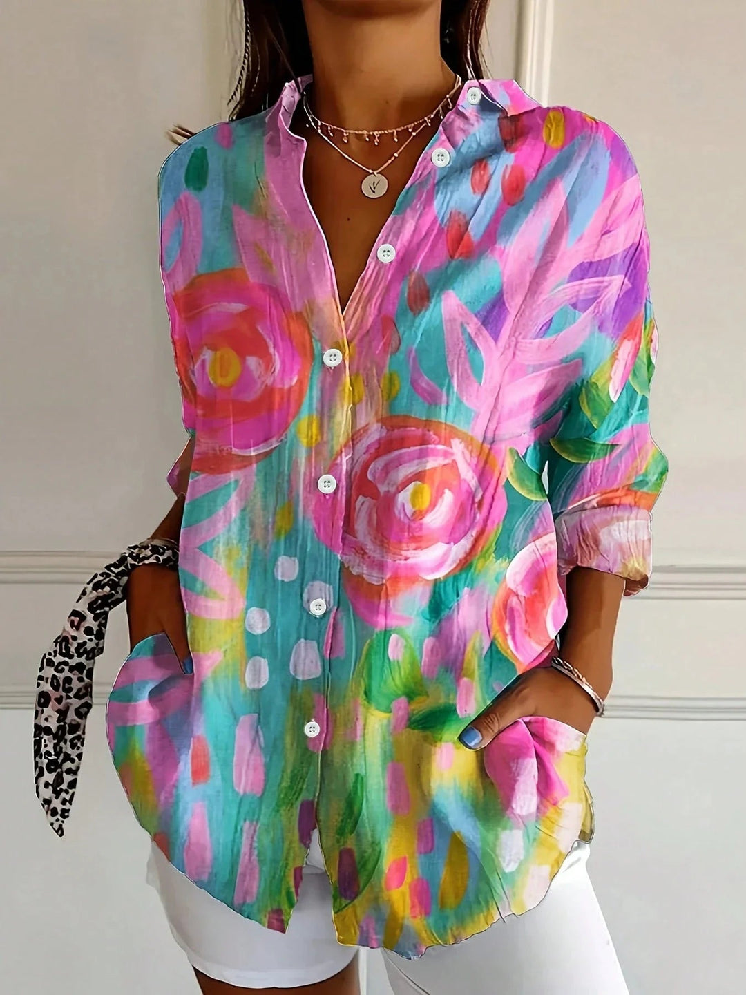 Bria | Dame Bluse Knapper Lange Ærmer Blomsterprint