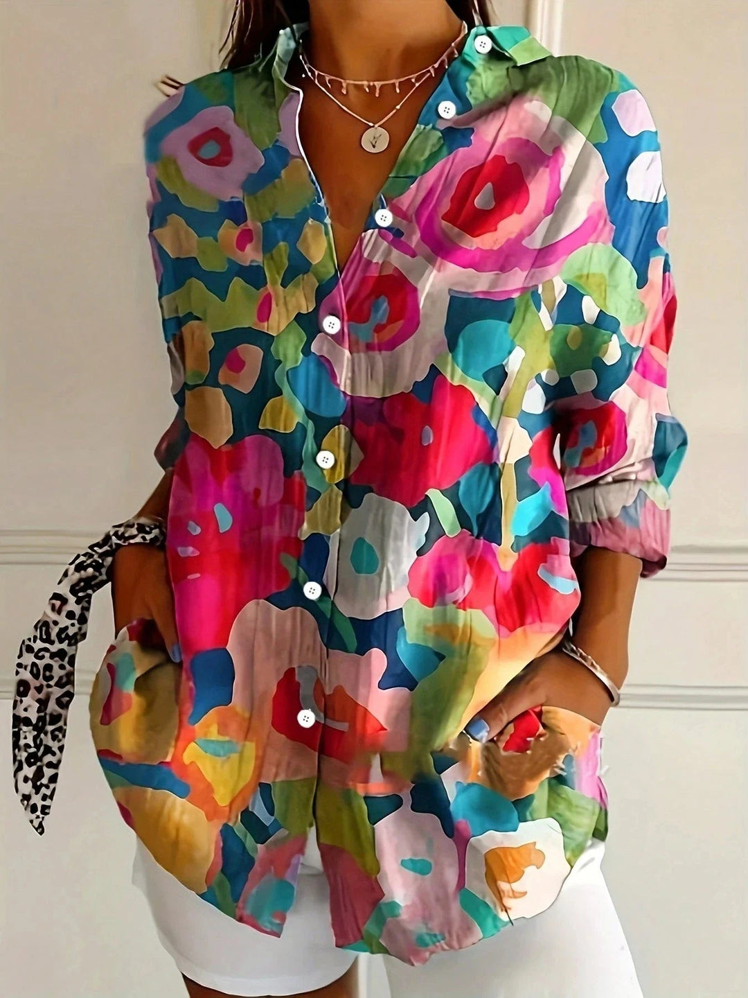Bria | Dame Bluse Knapper Lange Ærmer Blomsterprint 4
