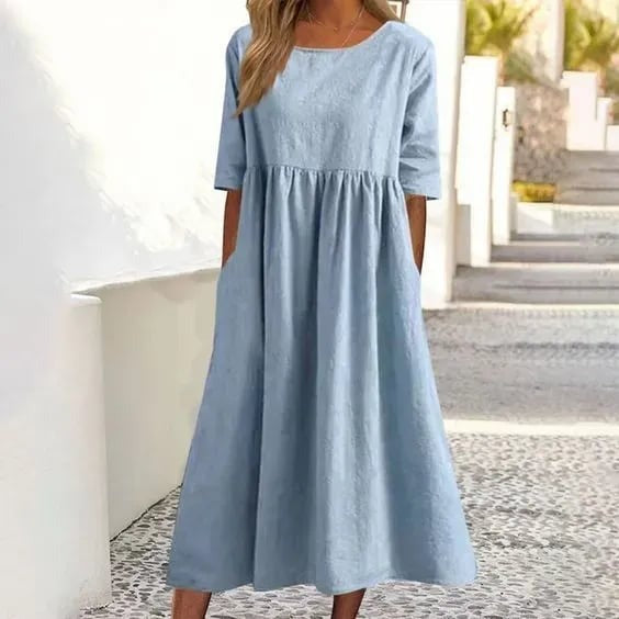 Dahlia | Dame Babydoll Midikjole Med Halvlange Ærmer 6