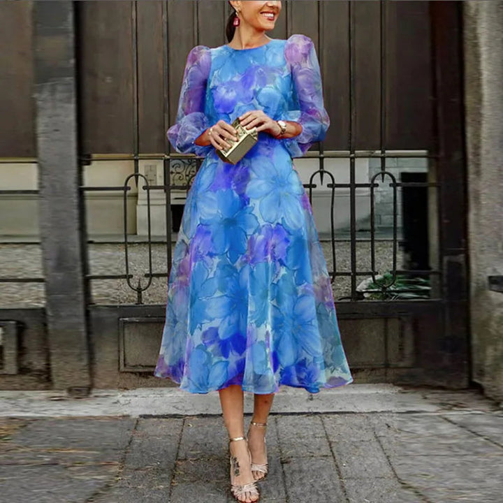 Della | Dame Blomsterprint A-Linje Midikjole 1