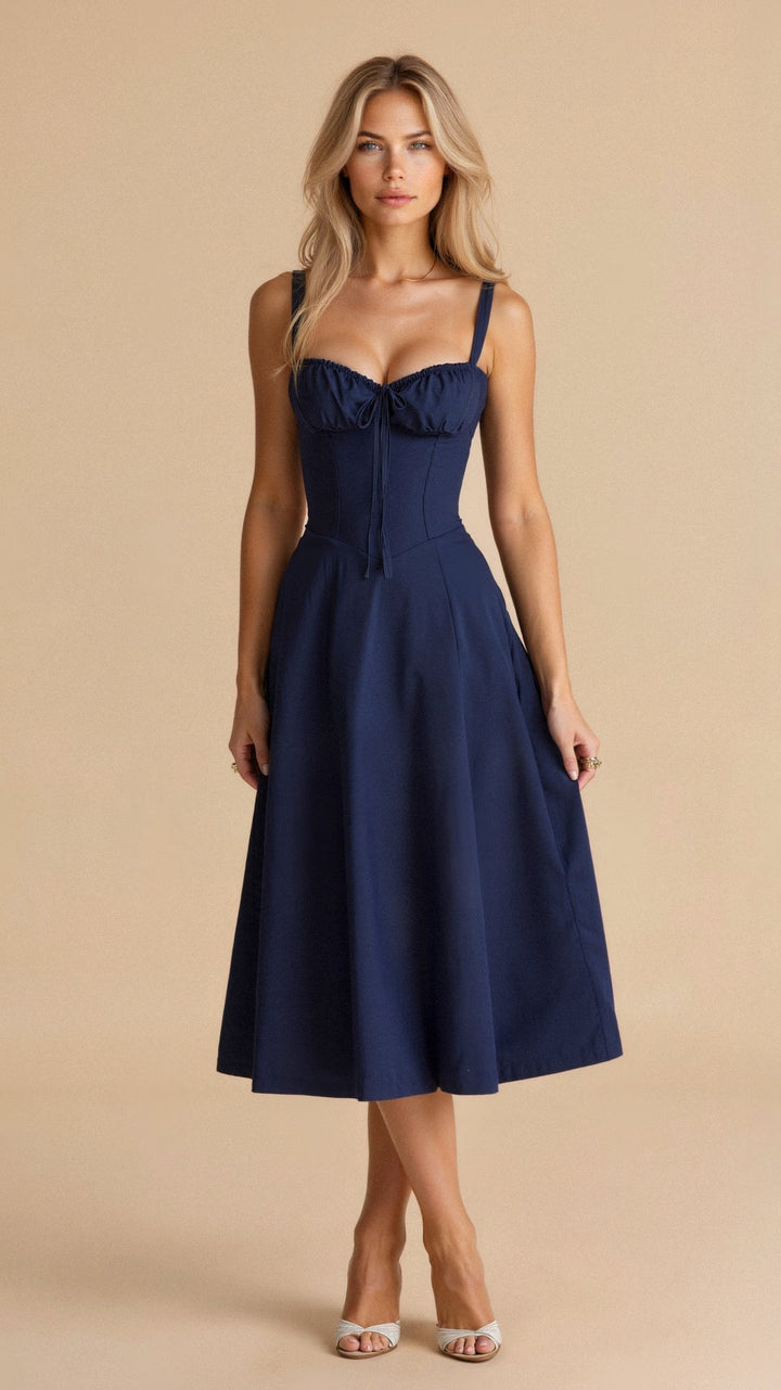 Florence | Dame Blomstret Corset Midikjole Med Slids 8