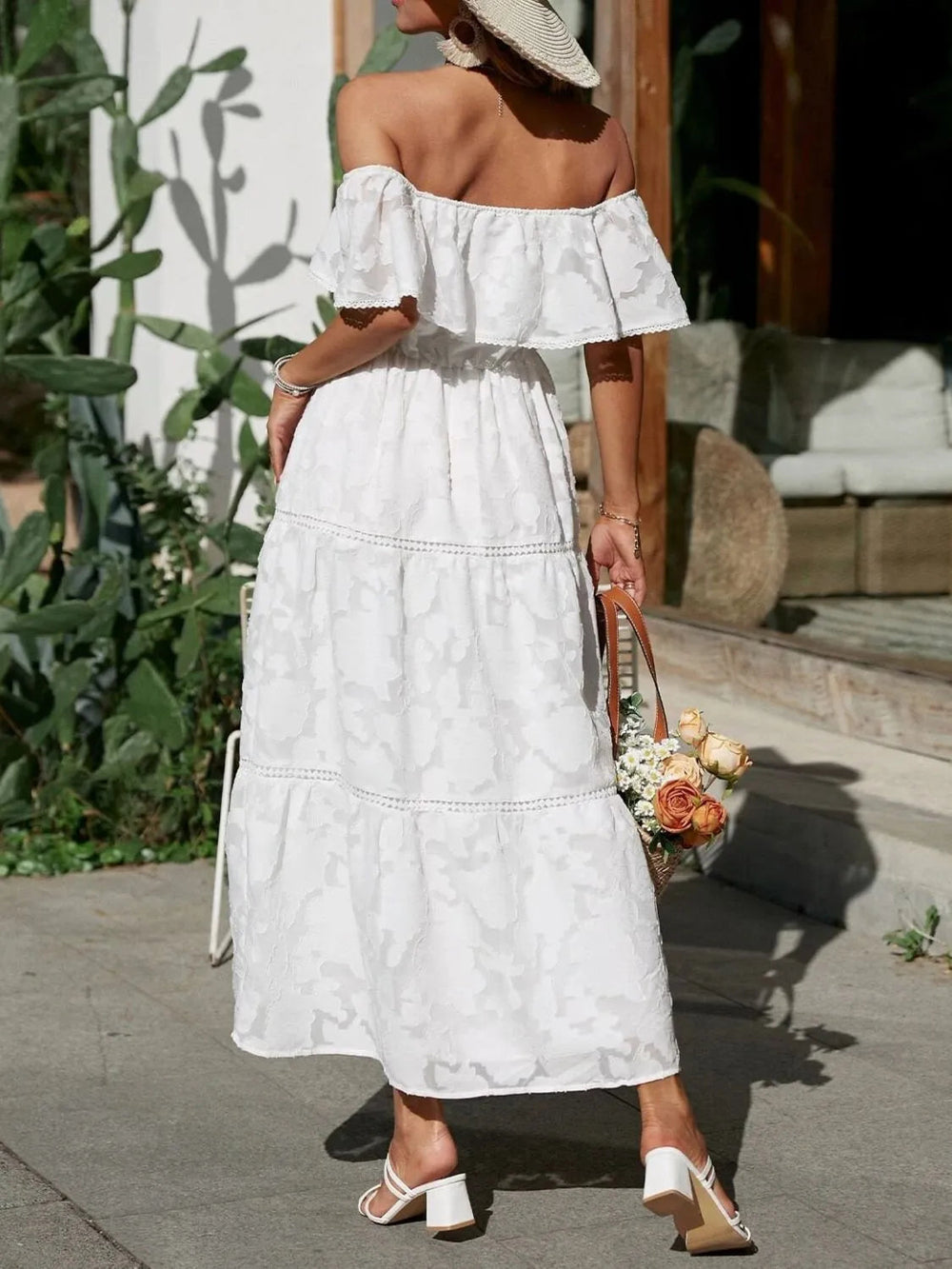 Maya | Dame Off-shoulder Flæse Lagdelt Sommerkjole 1