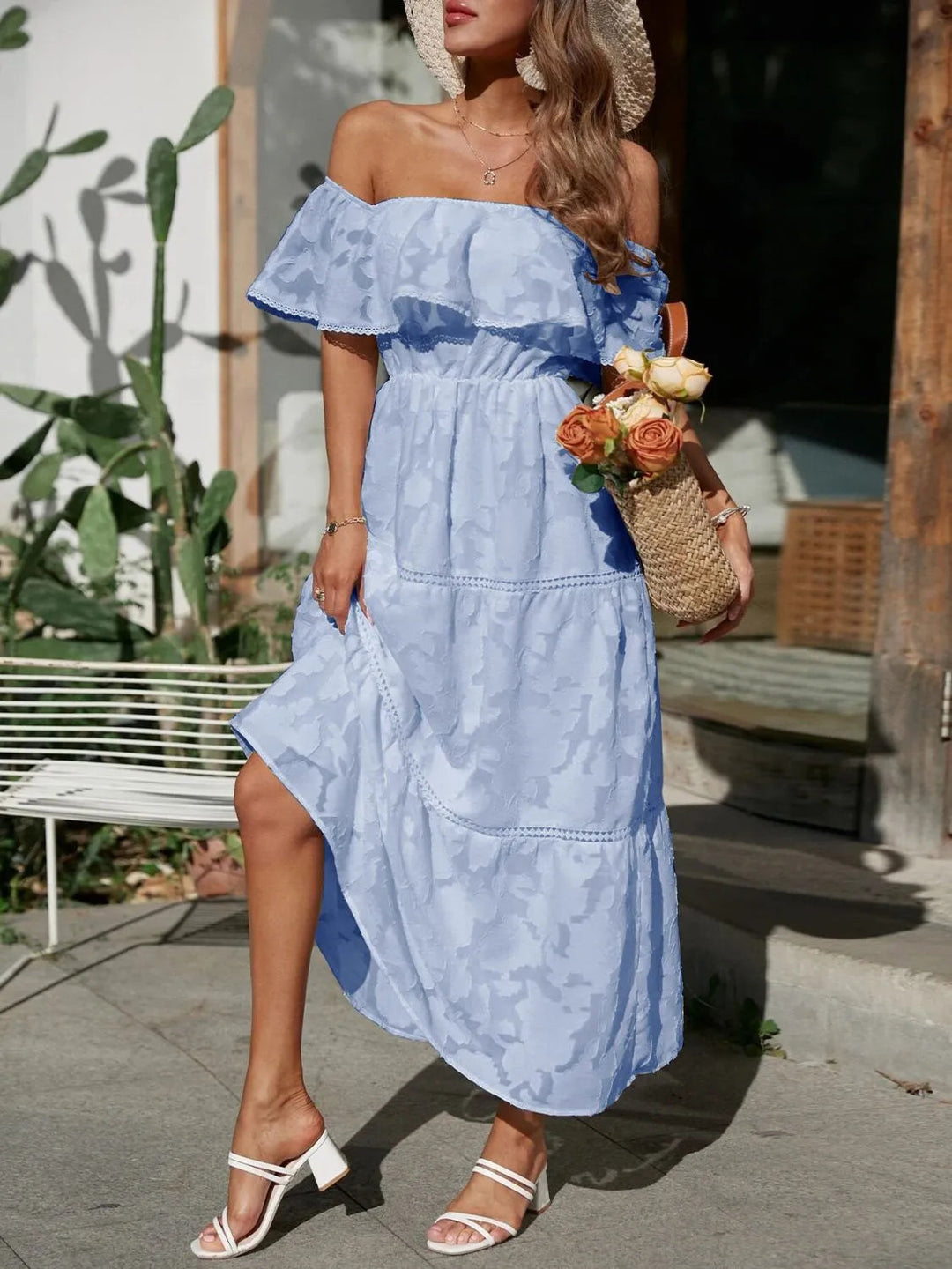 Maya | Dame Off-shoulder Flæse Lagdelt Sommerkjole 4