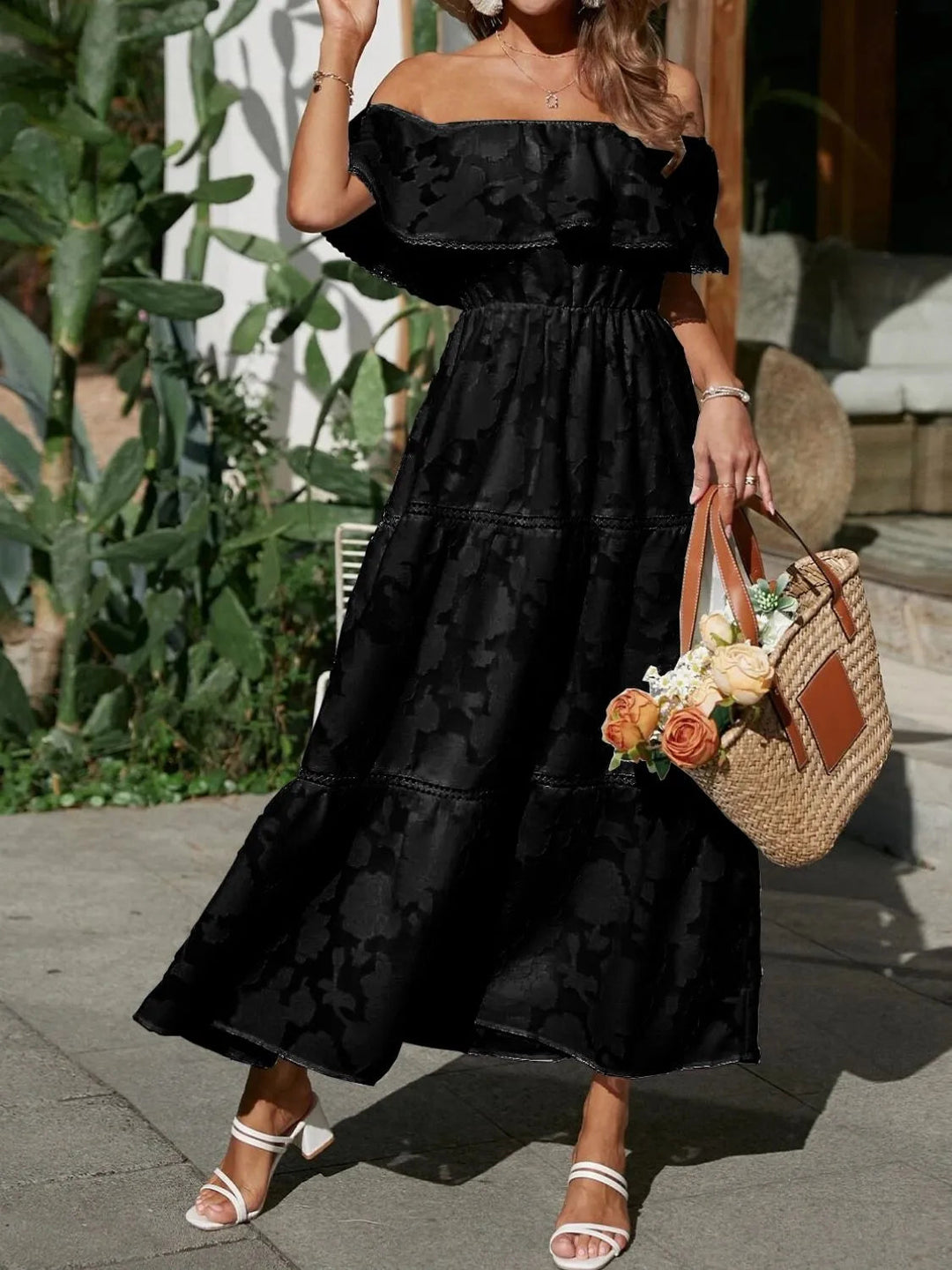 Maya | Dame Off-shoulder Flæse Lagdelt Sommerkjole 5