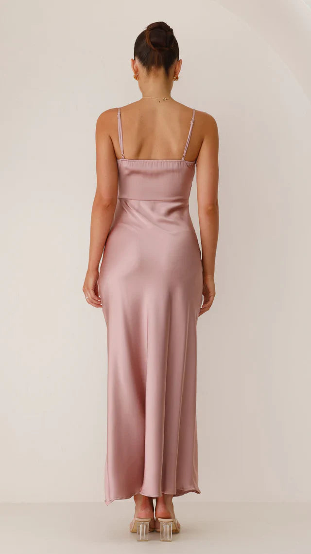 Mila | Dame Satin Maxi Bryllupsgæstkjole 7