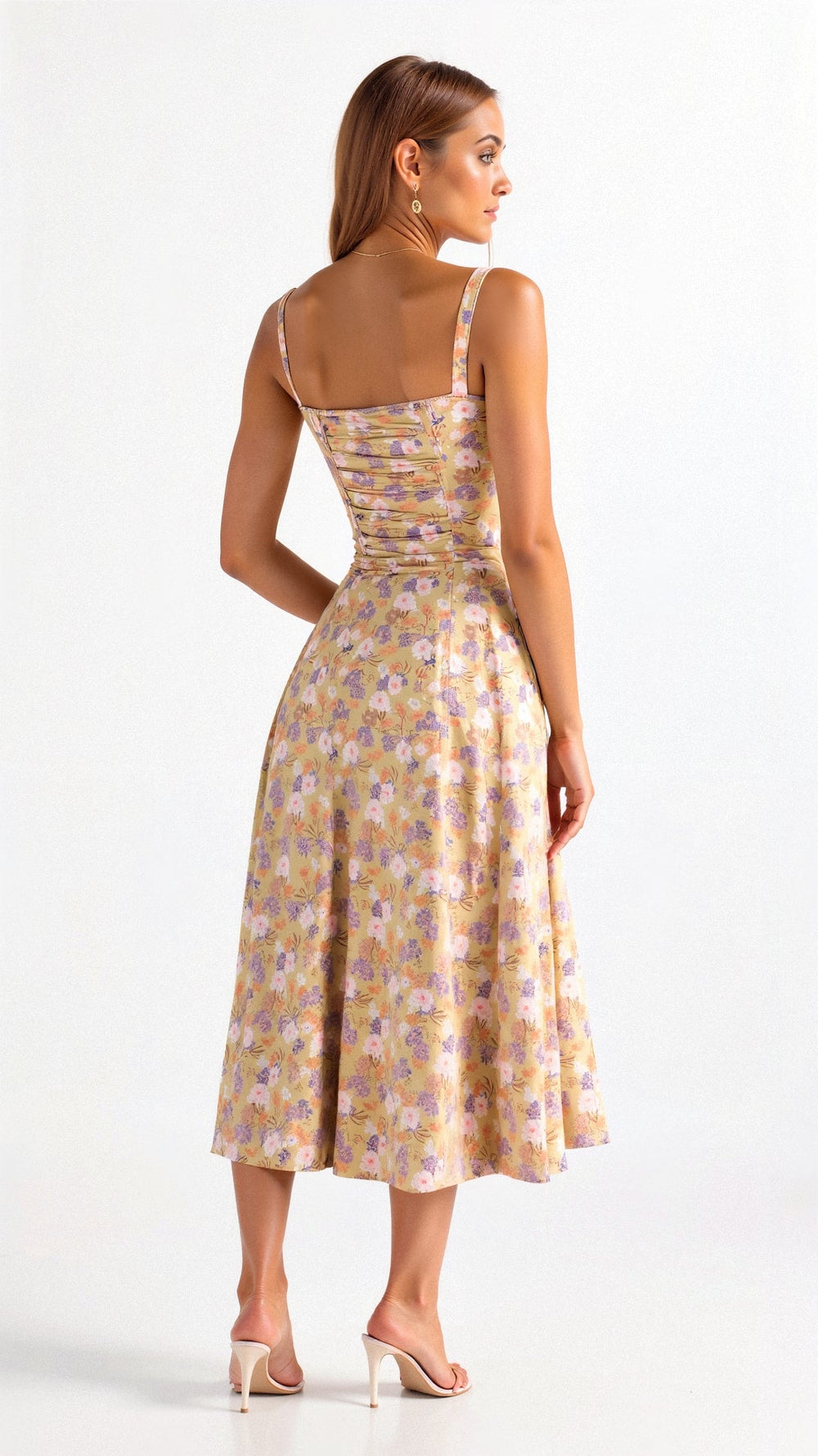 Mirabelle | Dame Midikjole Korset Blomsterprint Slids 1