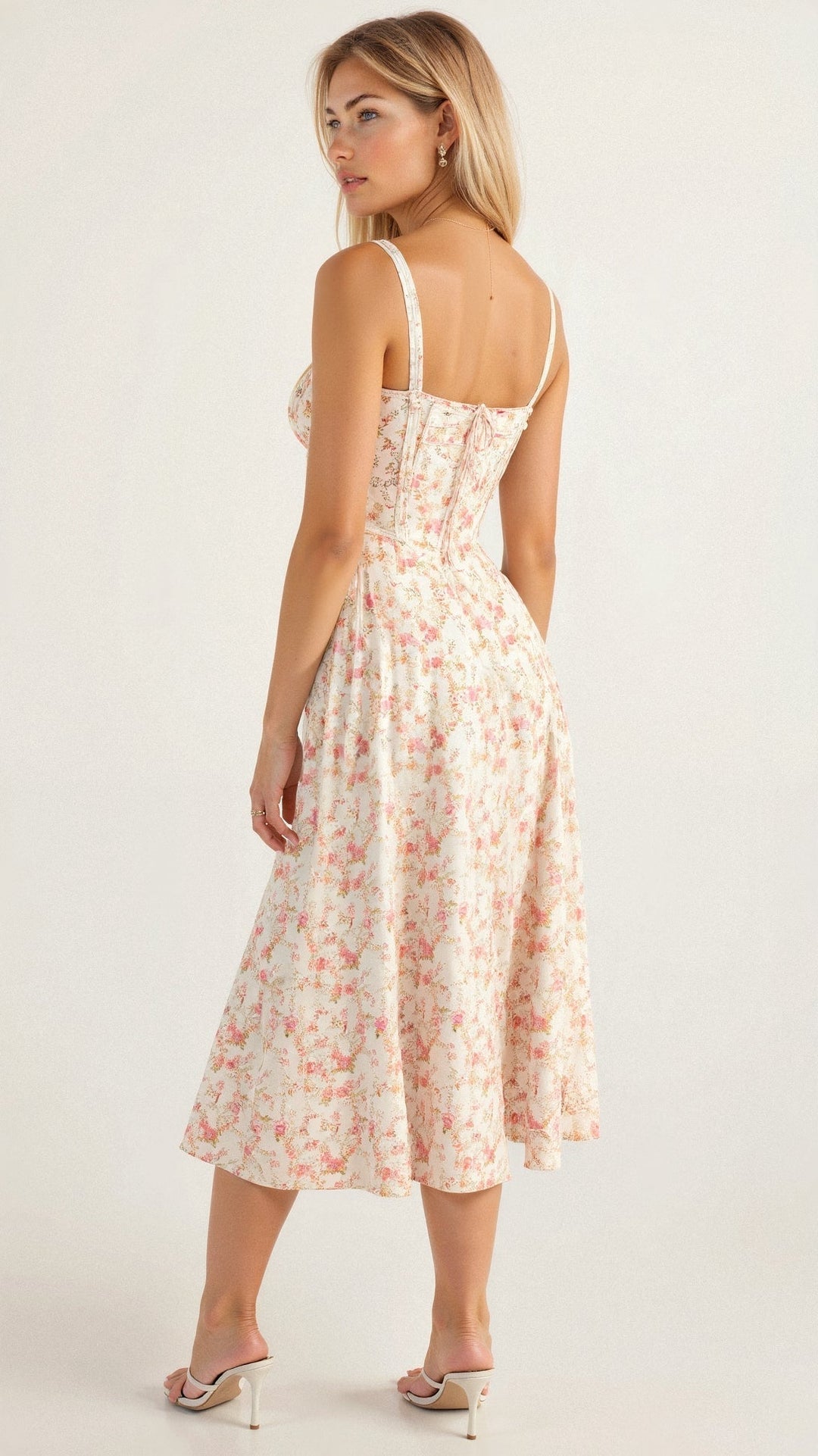 Mirabelle | Dame Midikjole Korset Blomsterprint Slids 4