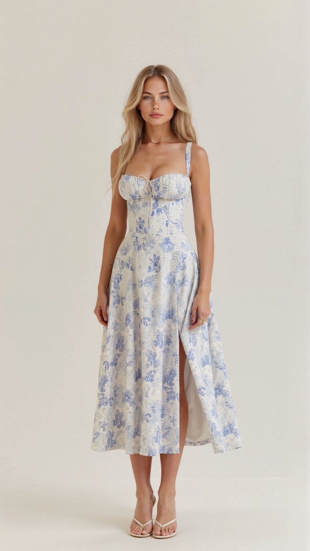 Mirabelle | Dame Midikjole Korset Blomsterprint Slids 5