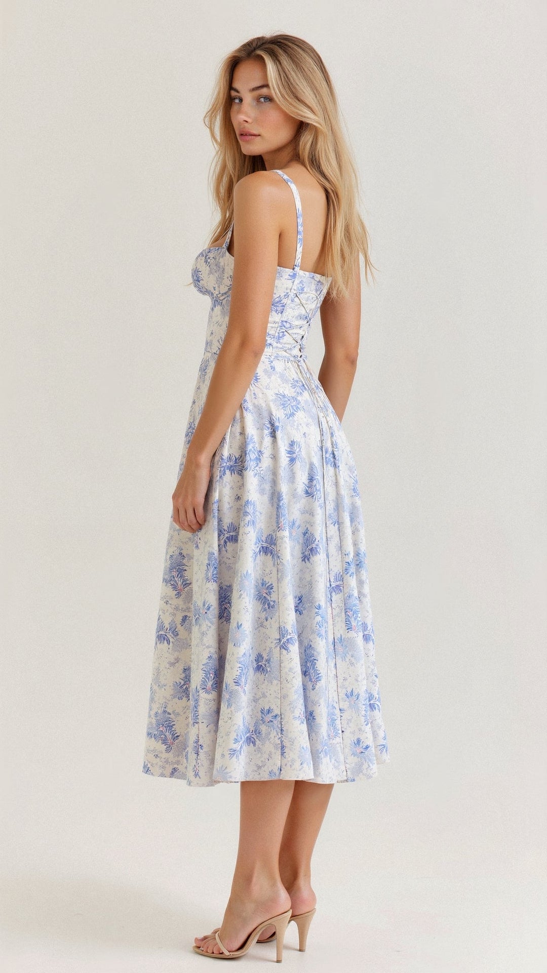 Mirabelle | Dame Midikjole Korset Blomsterprint Slids 6