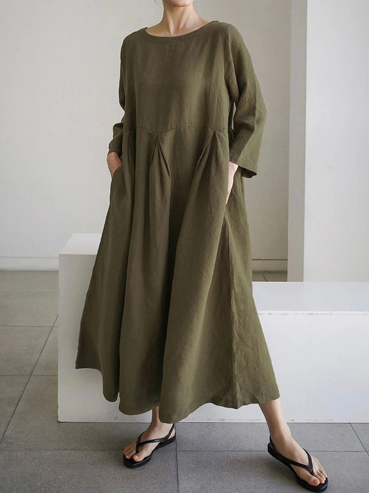 Moira | Dame Plisseret Oversized Maxikjole Med Rund Hals 6