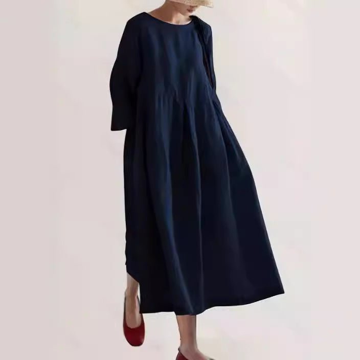 Moira | Dame Plisseret Oversized Maxikjole Med Rund Hals 9