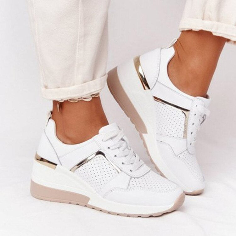 Paige | Dame Snøresneakers Med Wedge Platform 1