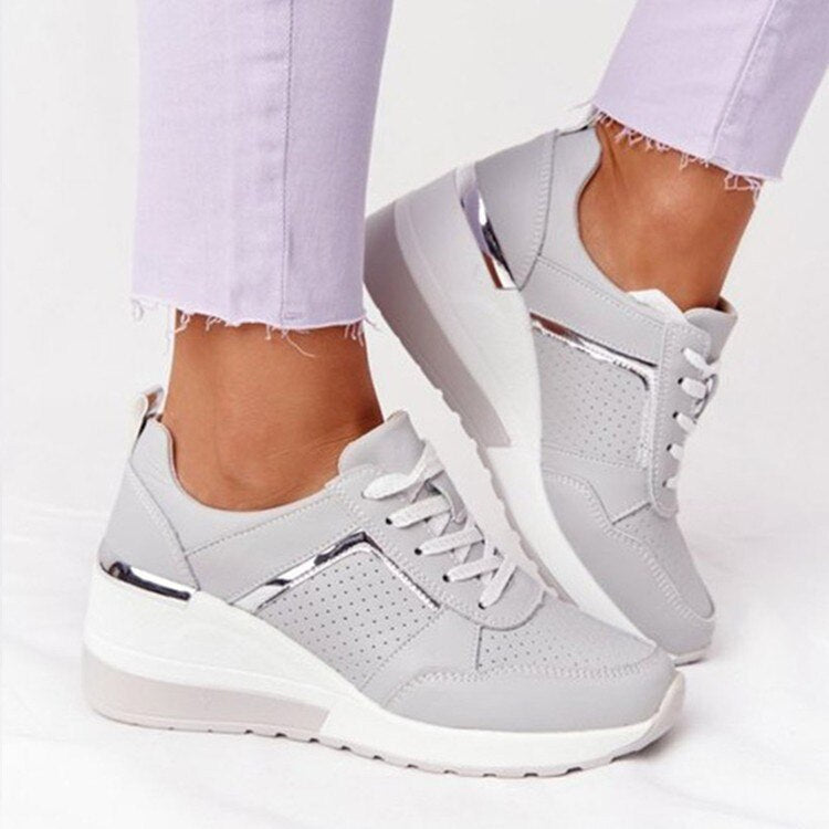 Paige | Dame Snøresneakers Med Wedge Platform 3