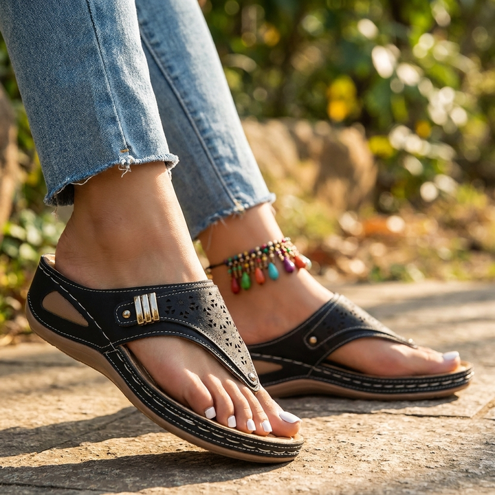 Sabine | Dame Sandaler Slip-On Klipklap Laserudskæring