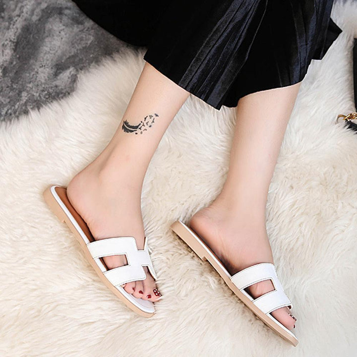 Sabrina | Dame Flade Slide Sandaler Med Udskæring 3