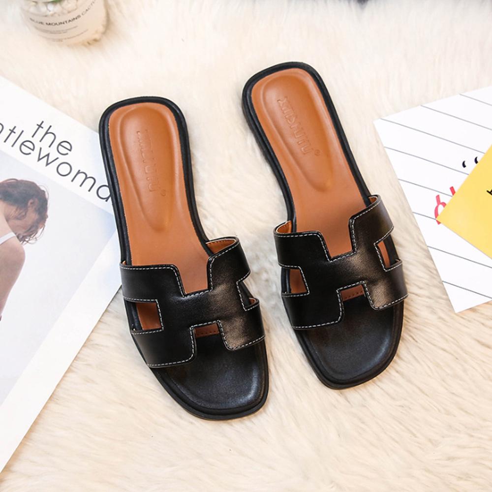 Sabrina | Dame Flade Slide Sandaler Med Udskæring 5
