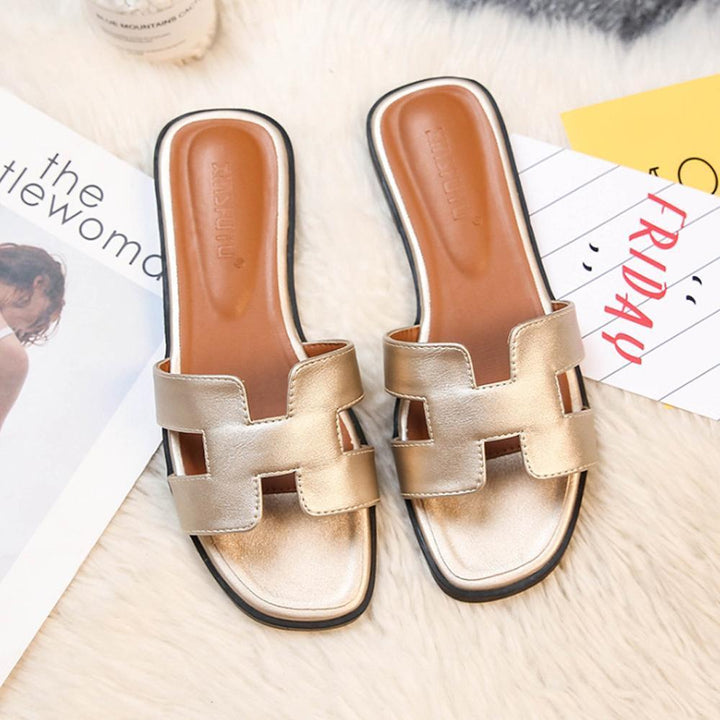 Sabrina | Dame Flade Slide Sandaler Med Udskæring 6