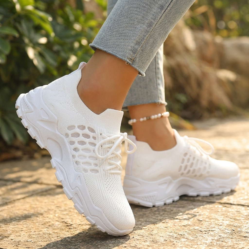 Sabrina | Dame Strikket Chunky Snøresneakers 4