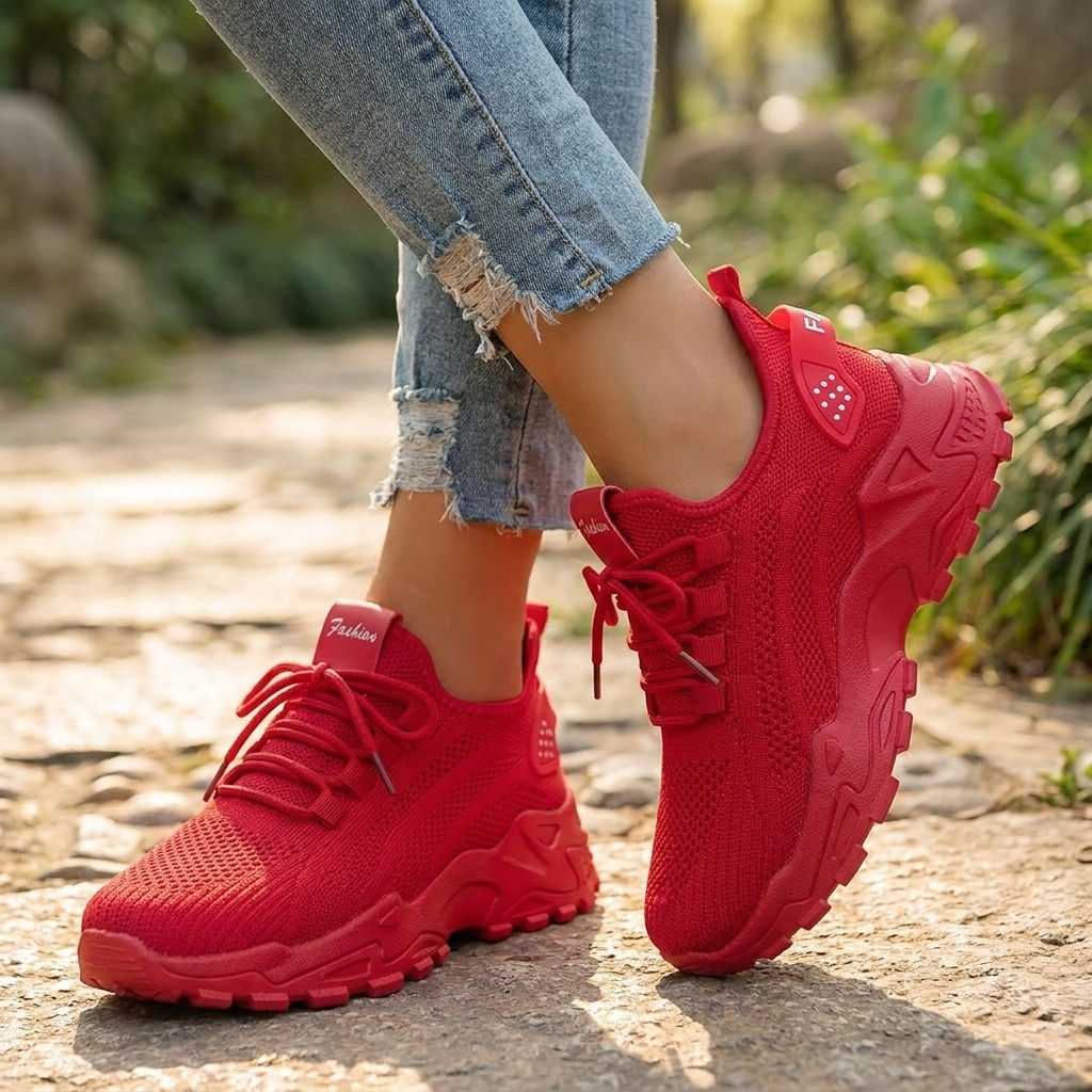 Sabrina | Dame Strikket Chunky Snøresneakers 5