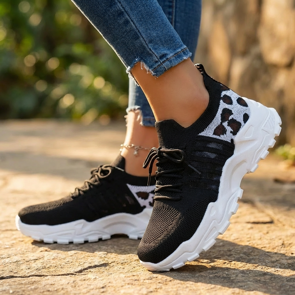 Sabrina | Dame Strikket Chunky Snøresneakers 8
