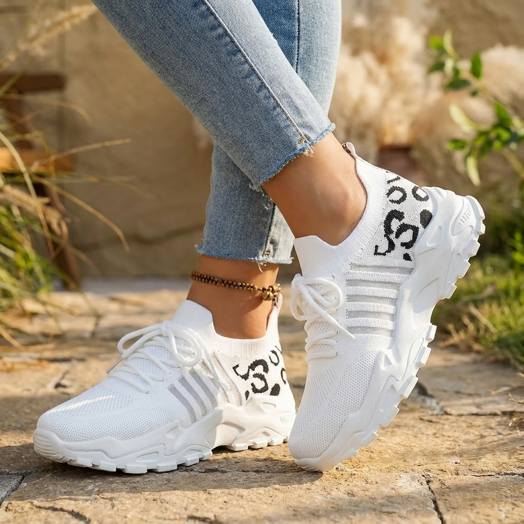 Sabrina | Dame Strikket Chunky Snøresneakers 9