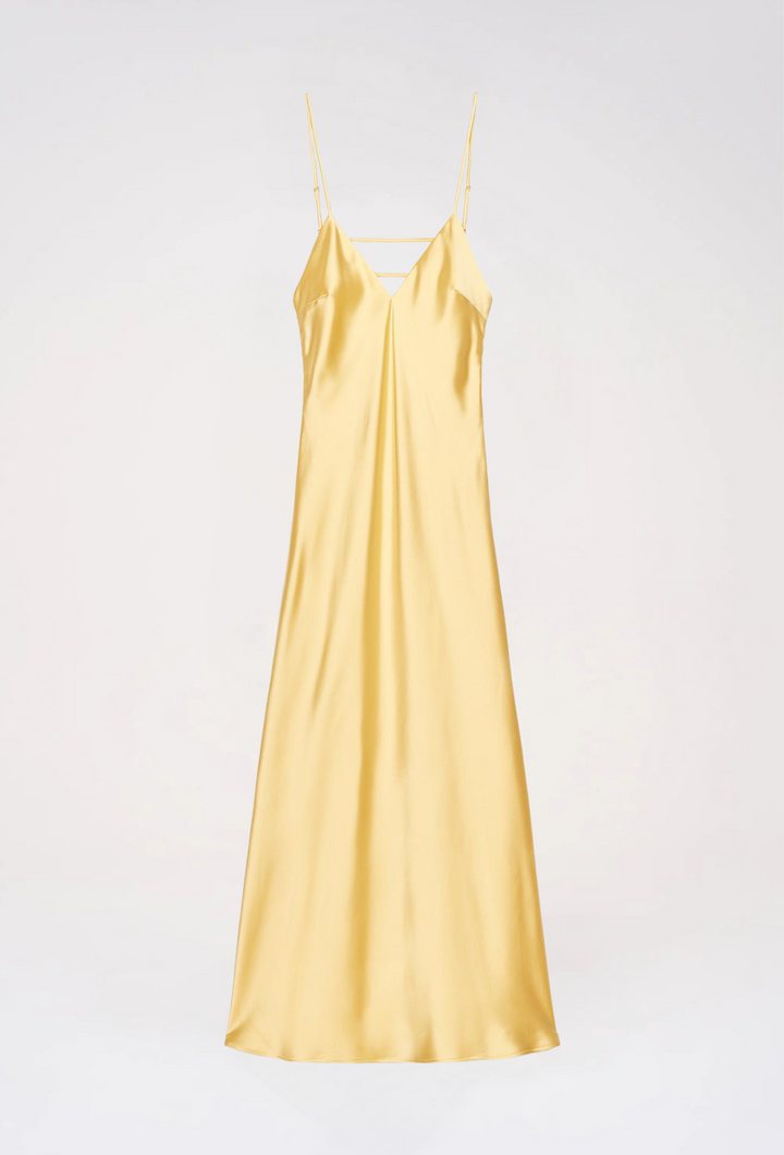 Sadie | Dame Satin Slip Maxikjole Med V-Hals 2