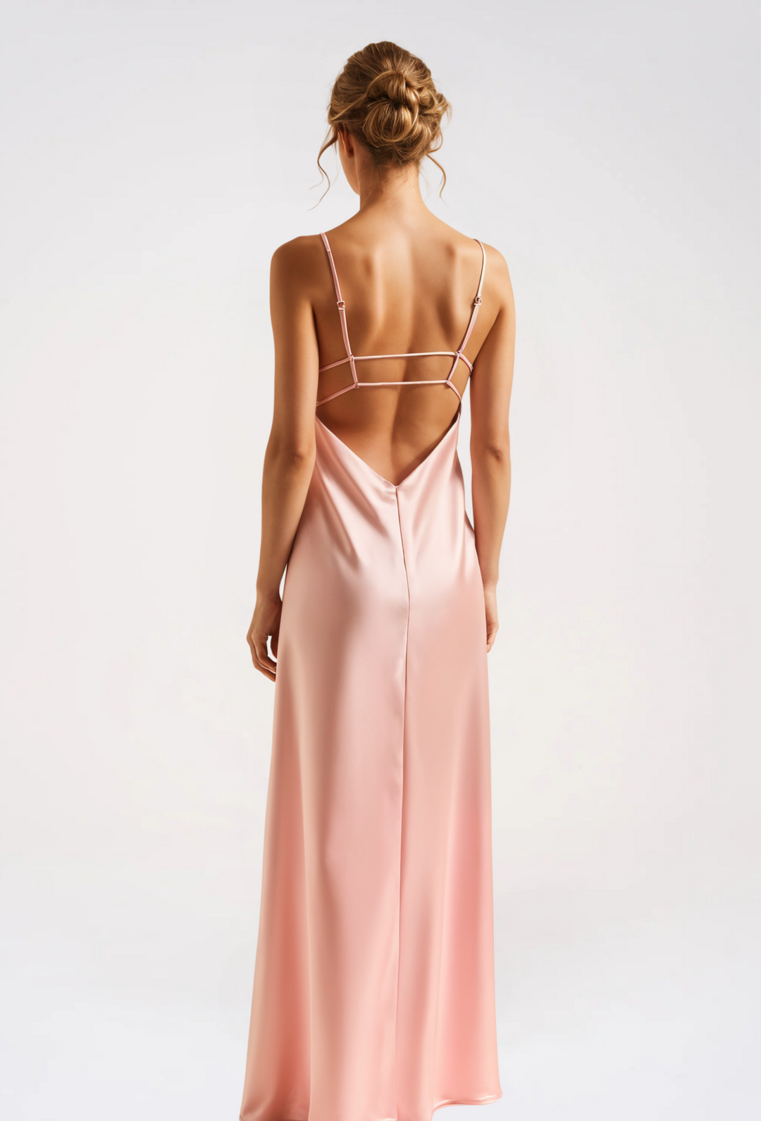 Sadie | Dame Satin Slip Maxikjole Med V-Hals 3
