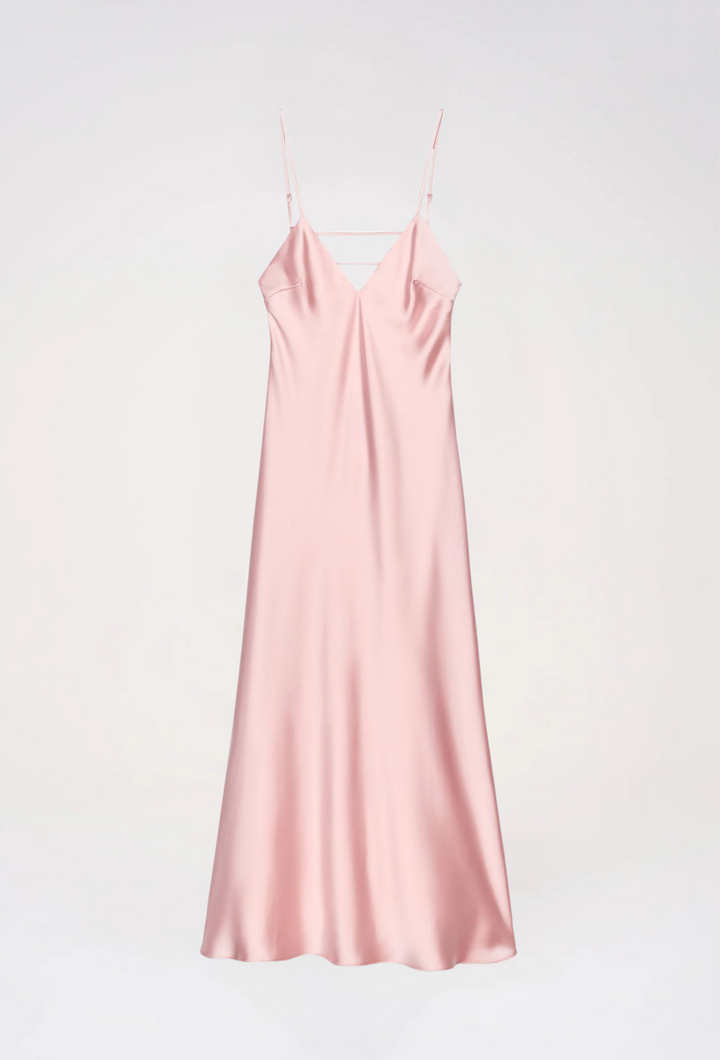 Sadie | Dame Satin Slip Maxikjole Med V-Hals 5