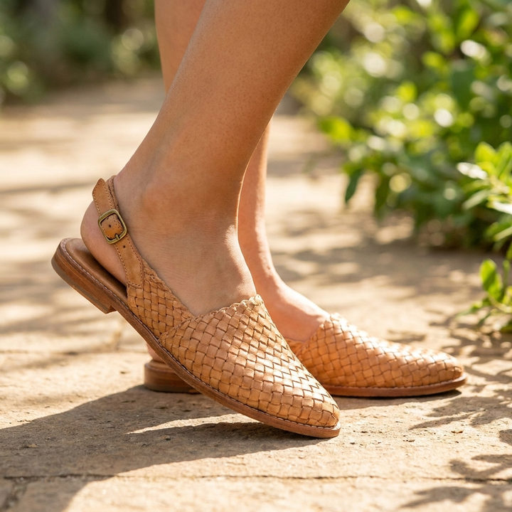Sally | Dame Slingback Sandaler Flettet Lukket Tå