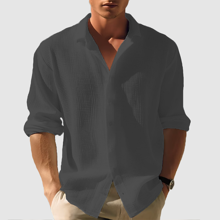 Samuel | Herre Langærmet Skjorte Bred Krave Knaplukning 6