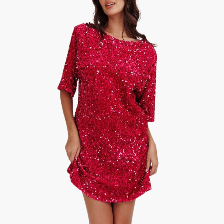 Savannah | Dame Paillet Kortærmet T-Shirt Minikjole 10