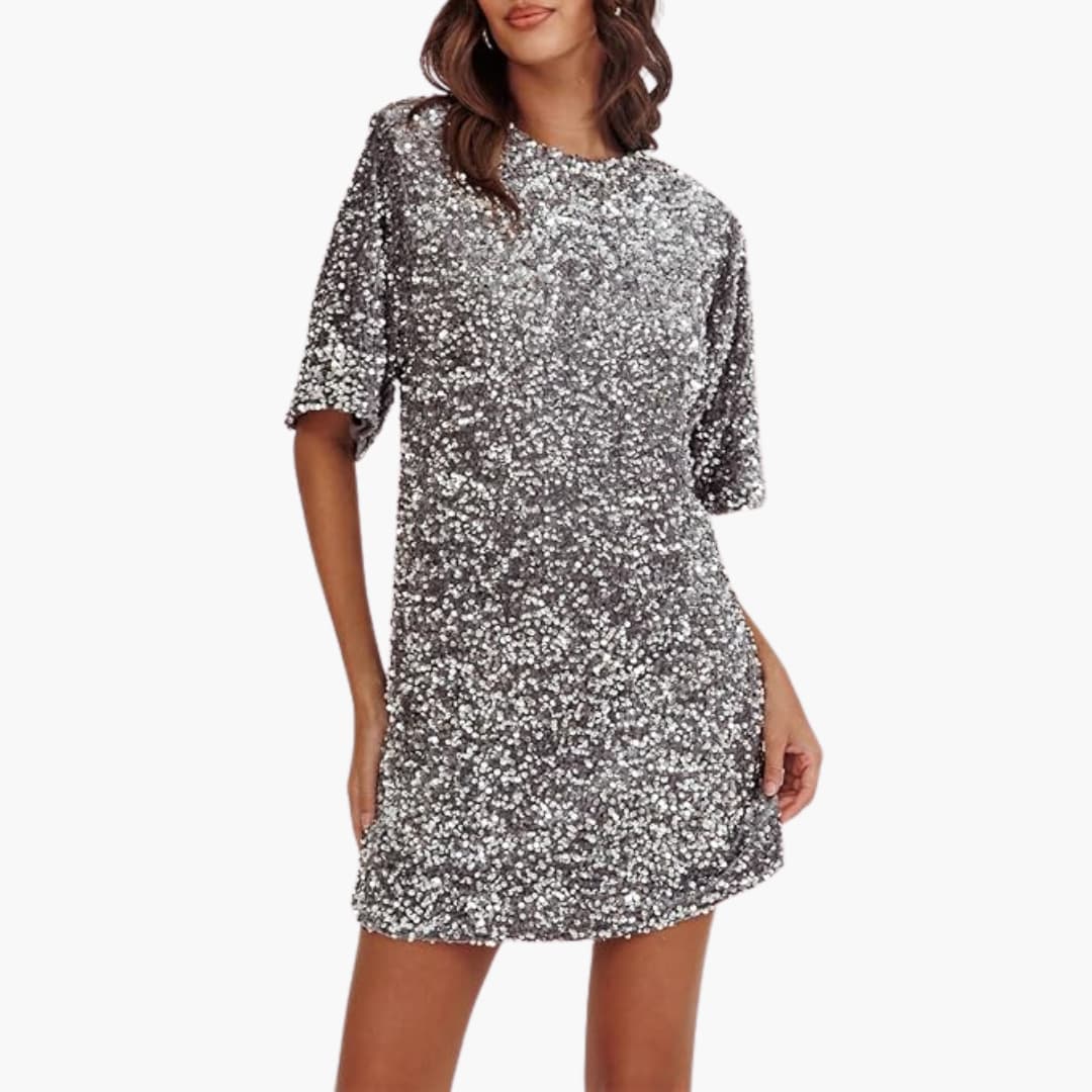 Savannah | Dame Paillet Kortærmet T-Shirt Minikjole 11
