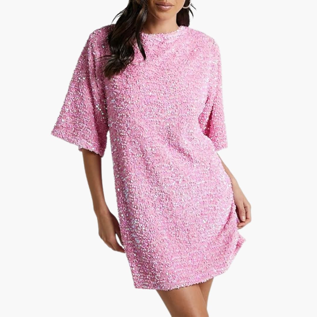 Savannah | Dame Paillet Kortærmet T-Shirt Minikjole 2