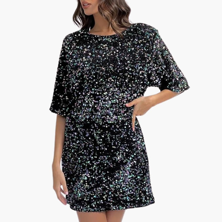 Savannah | Dame Paillet Kortærmet T-Shirt Minikjole 3