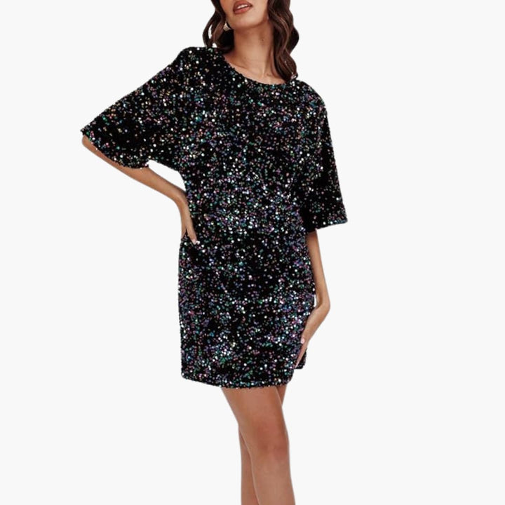 Savannah | Dame Paillet Kortærmet T-Shirt Minikjole 4