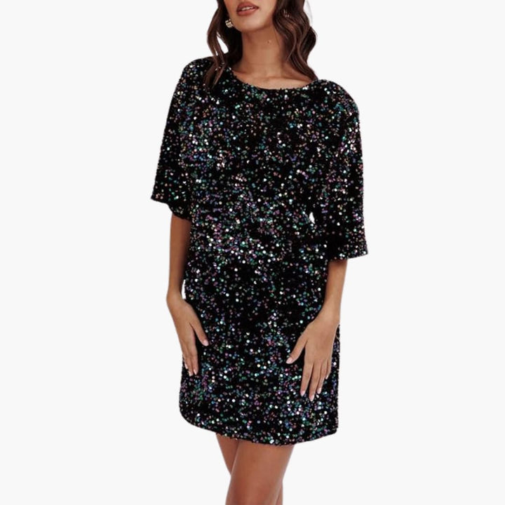 Savannah | Dame Paillet Kortærmet T-Shirt Minikjole 5