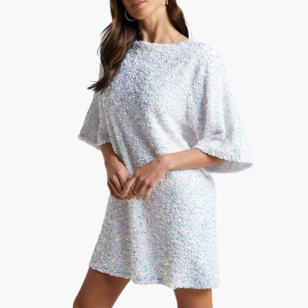 Savannah | Dame Paillet Kortærmet T-Shirt Minikjole 8