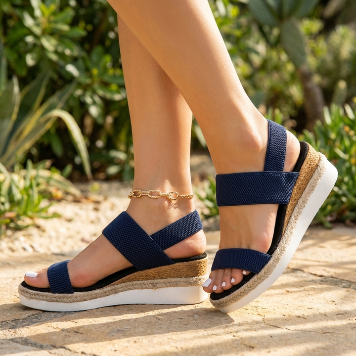 Selma | Dame Sandaler Kilehæl Elastiske Remme Espadrille 3