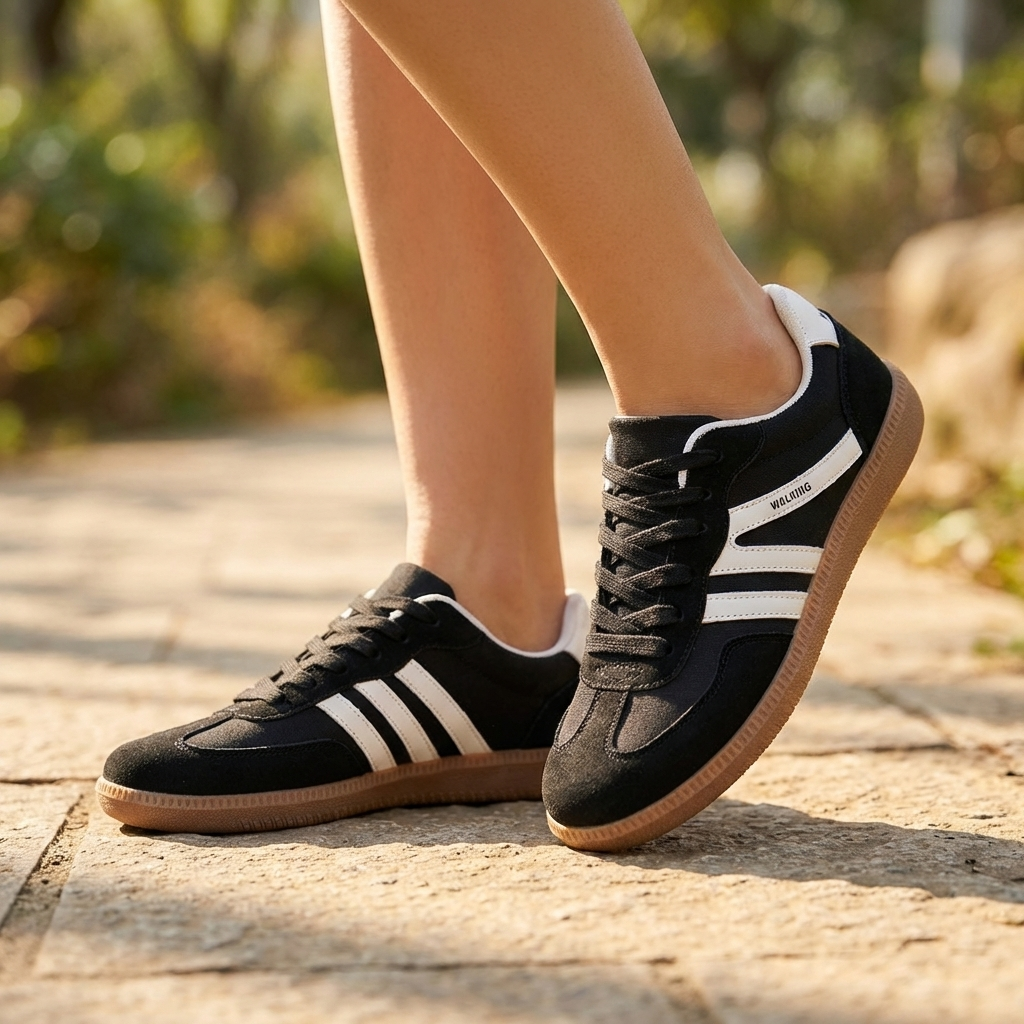 Serena | Dame Retro Lave Snøresneakers Med Gummisål 4