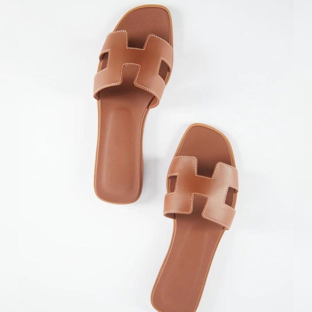 Sienna | Dame Flade Slide Sandaler Med Udskæring