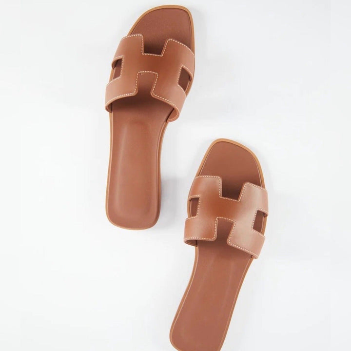 Sienna | Dame Flade Slide Sandaler Med Udskæring