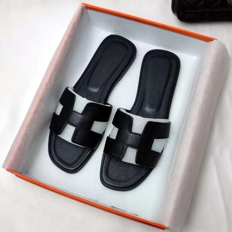 Sienna | Dame Flade Slide Sandaler Med Udskæring 2