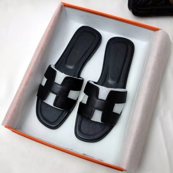 Sienna | Dame Flade Slide Sandaler Med Udskæring 2