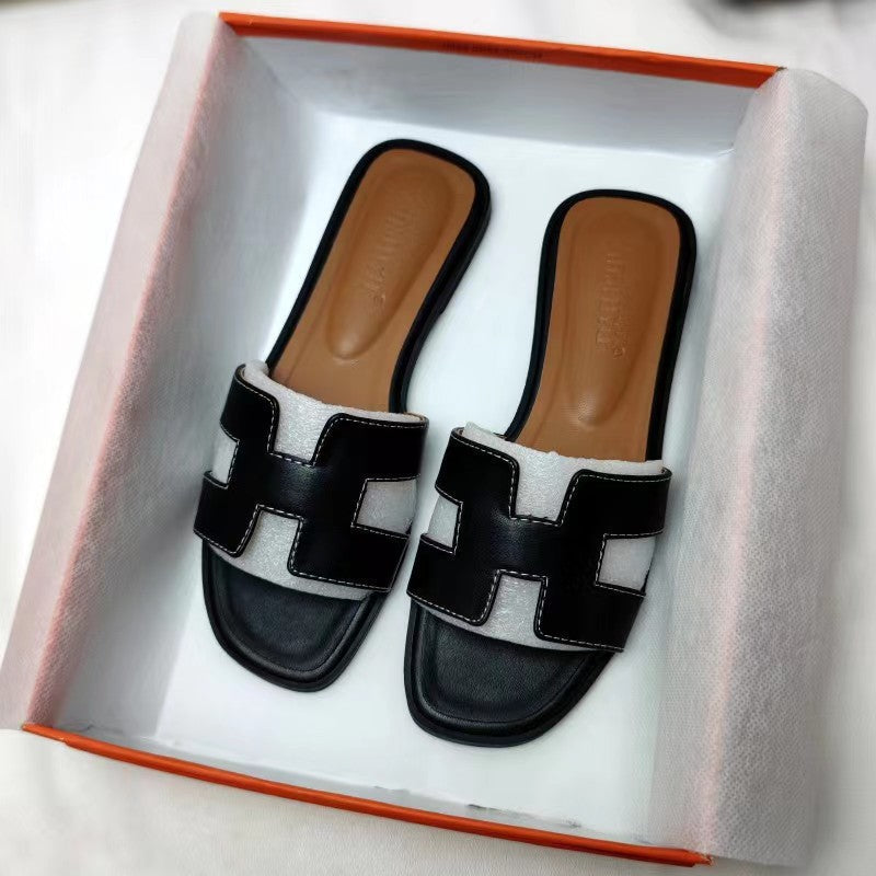 Sienna | Dame Flade Slide Sandaler Med Udskæring 4