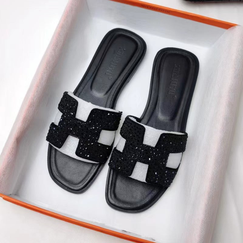 Sienna | Dame Flade Slide Sandaler Med Udskæring 5