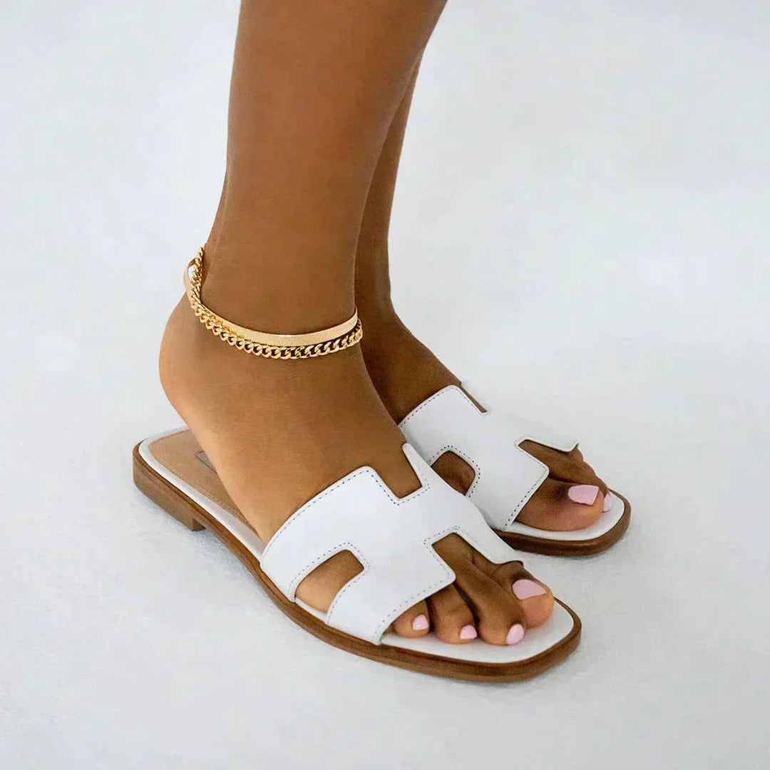Sienna | Dame Flade Slide Sandaler Med Udskæring 7