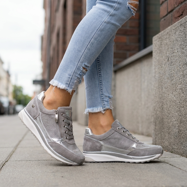 Sienna | Dame Ruskind Wedge Sneakers Med Lynlås