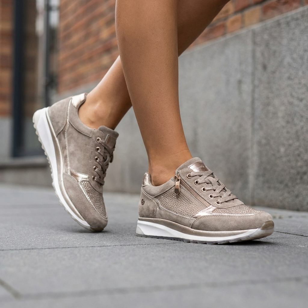 Sienna | Dame Ruskind Wedge Sneakers Med Lynlås 1