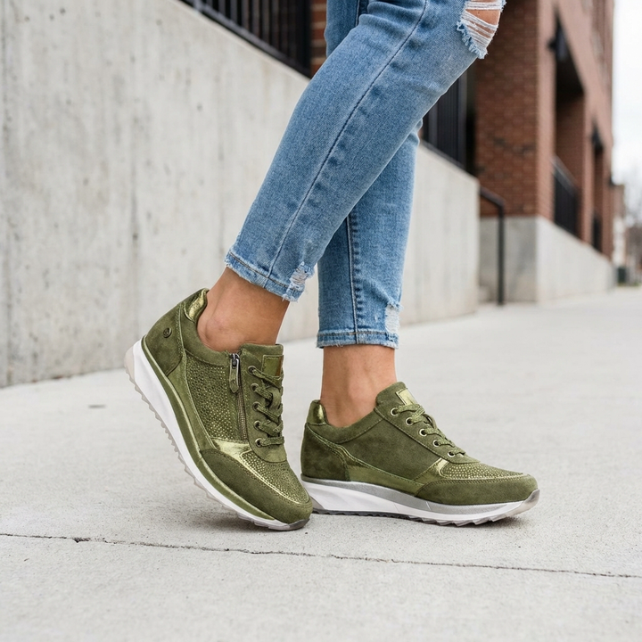 Sienna | Dame Ruskind Wedge Sneakers Med Lynlås 3