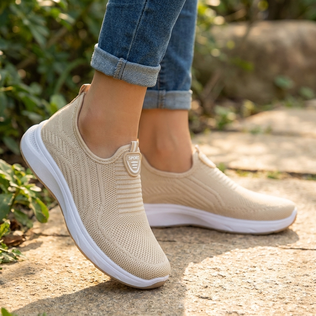 Sienna | Dame Strikket Slip-On Letvægtssneakers 4